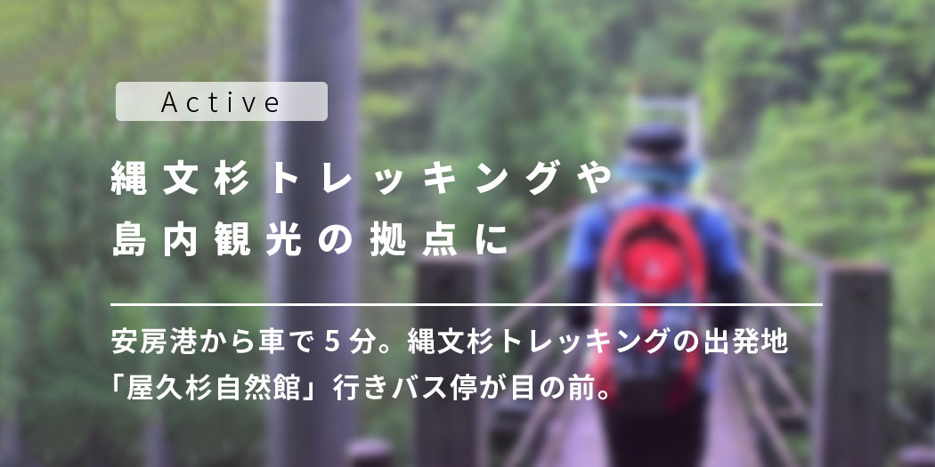 縄文杉トレッキングや島内観光の拠点に